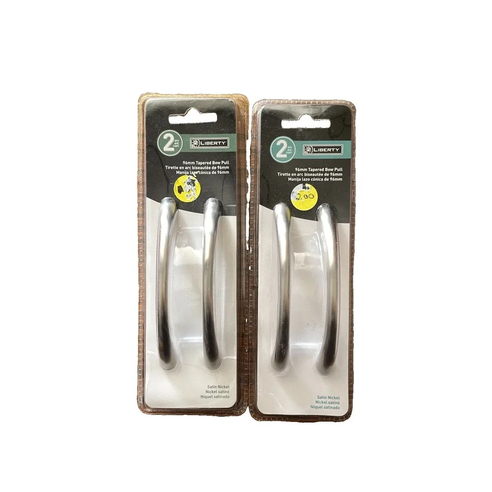 Liberty 96mm Tapered Drawer Bow Pull Satin Nickel 2 Pack Lot Of 2